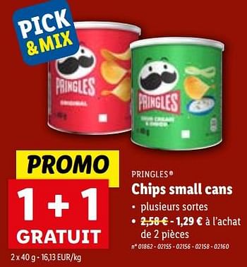 Promotions Chips small cans - Pringles - Valide de 29/11/2023 à 05/12/2023 chez Lidl