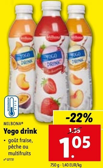Promotions Yogo drink - Milbona - Valide de 29/11/2023 à 05/12/2023 chez Lidl