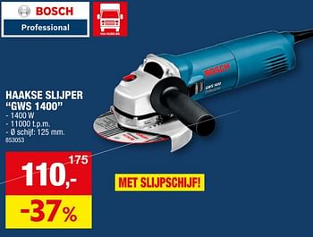 Promoties Bosch haakse slijper gws 1400 - Bosch - Geldig van 22/11/2023 tot 03/12/2023 bij Hubo