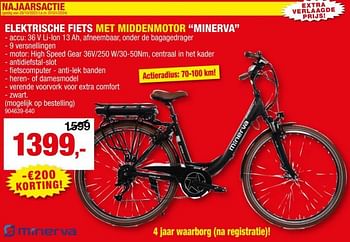 Promoties Elektrische fiets met middenmotor minerva - Minerva - Geldig van 22/11/2023 tot 03/12/2023 bij Hubo