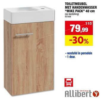 Promoties Toiletmeubel met handenwasser mike pack - Allibert - Geldig van 22/11/2023 tot 03/12/2023 bij Hubo