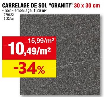 Promotions Carrelage de sol graniti - Produit maison - Hubo  - Valide de 22/11/2023 à 03/12/2023 chez Hubo