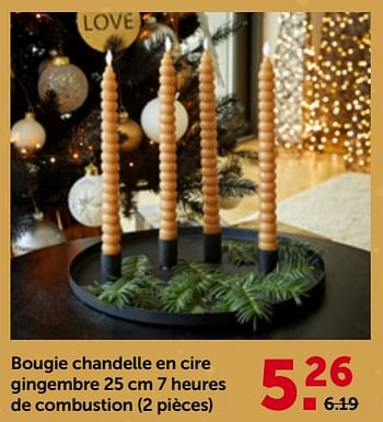 Promotions Bougie chandelle en cire gingembre - Produit maison - Aveve - Valide de 29/11/2023 à 10/12/2023 chez Aveve