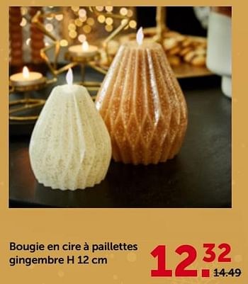 Promotions Bougie en cire à paillettes gingembre - Produit maison - Aveve - Valide de 29/11/2023 à 10/12/2023 chez Aveve
