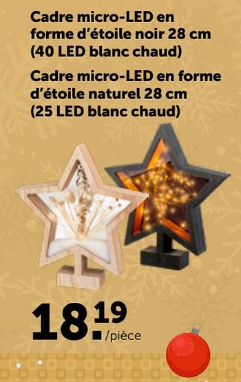Promotions Cadre micro-led en forme d’étoile noir - Produit maison - Aveve - Valide de 29/11/2023 à 10/12/2023 chez Aveve