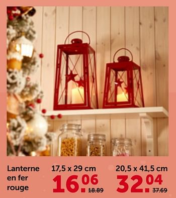 Promotions Lanterne en fer rouge - Produit maison - Aveve - Valide de 29/11/2023 à 10/12/2023 chez Aveve