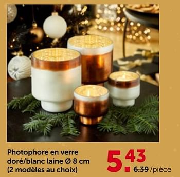 Promotions Photophore en verre doré-blanc laine - Produit maison - Aveve - Valide de 29/11/2023 à 10/12/2023 chez Aveve