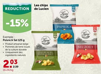 Promotions Les chips de lucien poivre + sel - Les Chips de Lucien - Valide de 29/11/2023 à 10/12/2023 chez Aveve