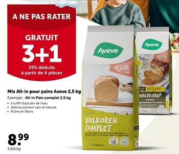 Promotions Mix all-in pour pains aveve - Produit maison - Aveve - Valide de 29/11/2023 à 10/12/2023 chez Aveve