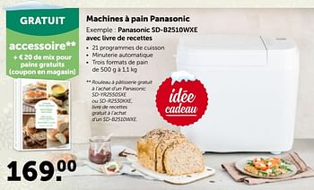 Promotions Panasonic sd-b2510wxe avec livre de recettes - Panasonic - Valide de 29/11/2023 à 10/12/2023 chez Aveve
