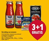 Promoties Bereiding van tomaten cirio tomato frito - CIRIO - Geldig van 30/11/2023 tot 06/12/2023 bij Delhaize