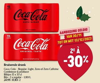Promoties Bruisende drank coca-cola regular - Coca Cola - Geldig van 30/11/2023 tot 06/12/2023 bij Delhaize