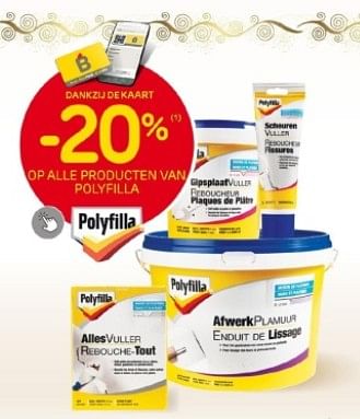 Promoties -20% op alle producten van polyfilla - Polyfilla - Geldig van 29/11/2023 tot 28/12/2023 bij Brico