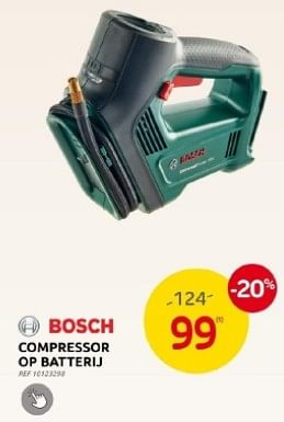 Promotions Bosch compressor op batterij - Bosch - Valide de 29/11/2023 à 28/12/2023 chez Brico