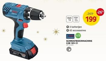 Promoties Bosch schroefboormachine gsr 18v-21 - Bosch - Geldig van 29/11/2023 tot 28/12/2023 bij Brico