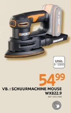 Promoties Worx schuurmachine mouse wx822.9 - Worx - Geldig van 29/11/2023 tot 28/12/2023 bij Brico