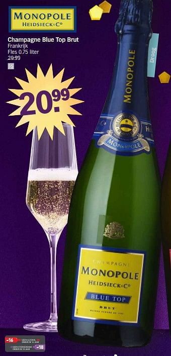 Promotions Champagne blue top brut - Champagne - Valide de 27/11/2023 à 01/01/2024 chez Albert Heijn