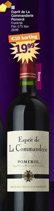 Promoties Esprit de la commanderie pomerol - Rode wijnen - Geldig van 27/11/2023 tot 01/01/2024 bij Albert Heijn