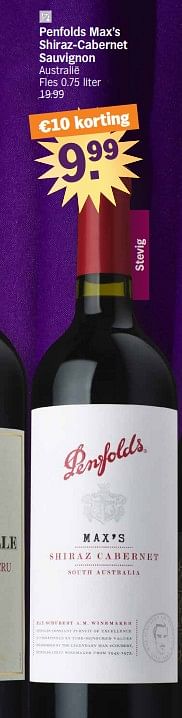 Promoties Penfolds max`s shiraz-cabernet sauvignon - Rode wijnen - Geldig van 27/11/2023 tot 01/01/2024 bij Albert Heijn