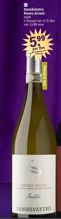 Promoties Sansilvestro roero arneis - Witte wijnen - Geldig van 27/11/2023 tot 01/01/2024 bij Albert Heijn