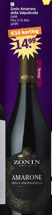 Promoties Zonin amarone della valpolicella - Rode wijnen - Geldig van 27/11/2023 tot 01/01/2024 bij Albert Heijn