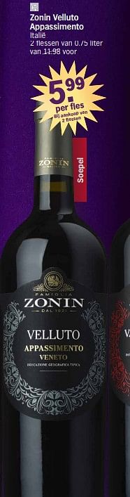 Promoties Zonin velluto appassimento - Rode wijnen - Geldig van 27/11/2023 tot 01/01/2024 bij Albert Heijn