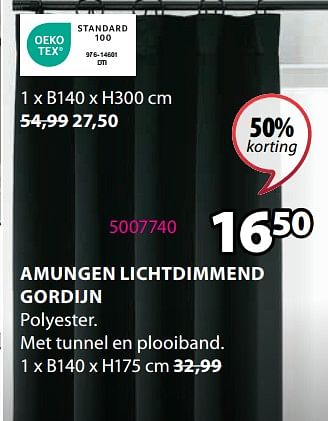 Promoties Amungen lichtdimmend gordijn - Huismerk - Jysk - Geldig van 27/11/2023 tot 26/12/2023 bij Jysk