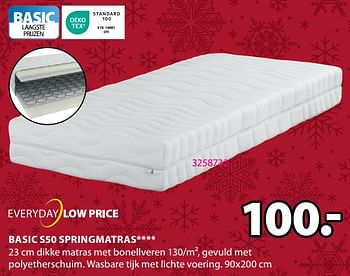 Promoties Basic s50 springmatras - Huismerk - Jysk - Geldig van 27/11/2023 tot 26/12/2023 bij Jysk