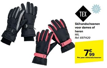Promoties Skihandschoenen voor dames of heren - Tex - Geldig van 29/11/2023 tot 11/12/2023 bij Carrefour