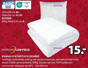 Promoties Kunna synthetisch dekbed - Huismerk - Jysk - Geldig van 27/11/2023 tot 26/12/2023 bij Jysk