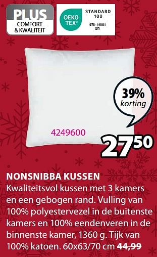 Promoties Nonsnibba kussen - Huismerk - Jysk - Geldig van 27/11/2023 tot 26/12/2023 bij Jysk