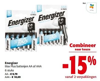 Promoties Energizer max plus batterijen aa of aaa - Energizer - Geldig van 29/11/2023 tot 12/12/2023 bij Colruyt