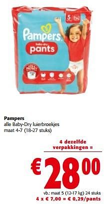 Promoties Pampers baby-dry luierbroekjes maat 5 - Pampers - Geldig van 29/11/2023 tot 12/12/2023 bij Colruyt