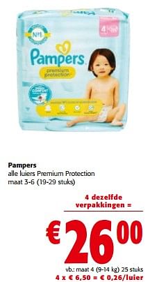 Promoties Pampers luiers premium protection maat 4 - Pampers - Geldig van 29/11/2023 tot 12/12/2023 bij Colruyt