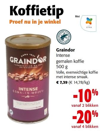 Promoties Graindor intense gemalen koffie - Graindor - Geldig van 29/11/2023 tot 12/12/2023 bij Colruyt