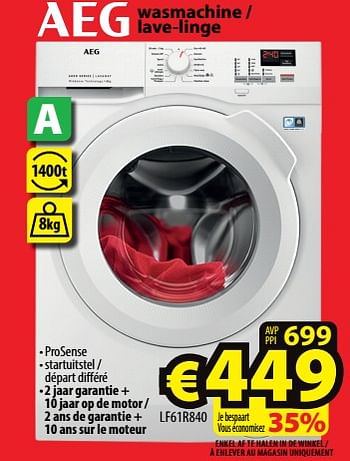 Promoties Aeg wasmachine - lave-linge lf61r840 - AEG - Geldig van 29/11/2023 tot 06/12/2023 bij ElectroStock