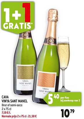 Promoties Cava vinya sant manel brut of semi-seco - Schuimwijnen - Geldig van 29/11/2023 tot 05/12/2023 bij Smatch