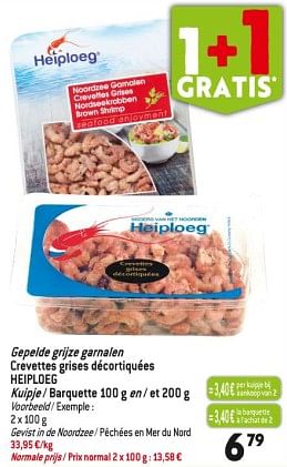 Promoties Gepelde grijze garnalen crevettes grises décortiquées heiploeg - Heiploeg - Geldig van 29/11/2023 tot 05/12/2023 bij Match