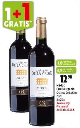 Promoties Médoc cru bourgeois château de la croix 2021 - Rode wijnen - Geldig van 29/11/2023 tot 05/12/2023 bij Match