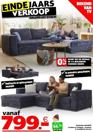 Promoties Hoeksalon alicante - Huismerk - Seats and Sofas - Geldig van 04/12/2023 tot 17/12/2023 bij Seats and Sofas