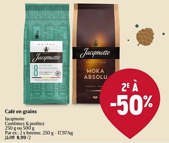 Promotions Café en grains jacqmotte intense - JACQMOTTE - Valide de 30/11/2023 à 06/12/2023 chez Delhaize