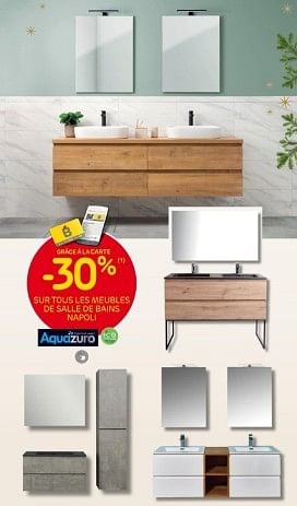 Promotions -30% sur tous les meubles de salle de bains napoli - Aquazuro - Valide de 29/11/2023 à 28/12/2023 chez Brico
