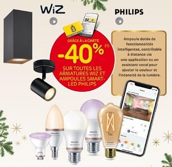 Promotions -40% sur toutes les armatures wiz et ampoules smart-led philips - Philips - Valide de 29/11/2023 à 28/12/2023 chez Brico