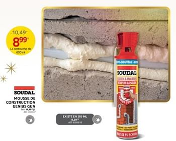 Promotions Mousse de construction genius gun - Soudal - Valide de 29/11/2023 à 28/12/2023 chez Brico