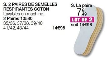 Promotions 2 paires de semelles respirantes coton - Produit Maison - Damart - Valide de 01/10/2023 à 15/12/2023 chez Damart