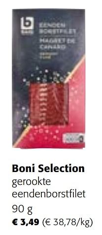 Promoties Boni selection gerookte eendenborstfilet - Boni - Geldig van 29/11/2023 tot 31/12/2023 bij Colruyt