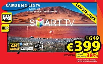 Promotions Samsung led tv ue55au7xxx - Samsung - Valide de 29/11/2023 à 06/12/2023 chez ElectroStock