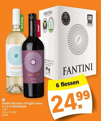 Promotions Fantini pecorino of puglia rosso - Vins blancs - Valide de 04/12/2023 à 10/12/2023 chez Albert Heijn