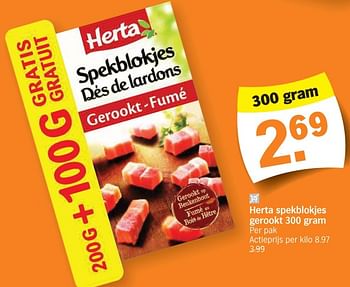 Promoties Herta spekblokjes gerookt - Herta - Geldig van 04/12/2023 tot 10/12/2023 bij Albert Heijn