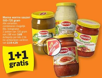 Promotions Manna warme sauzen bolognaise - Manna - Valide de 04/12/2023 à 10/12/2023 chez Albert Heijn